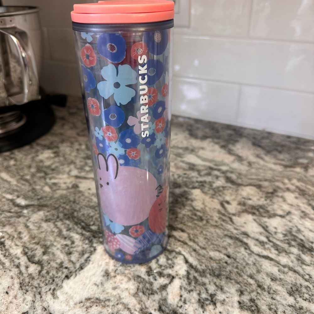 Starbucks Floral Tumbler with Pink Lid